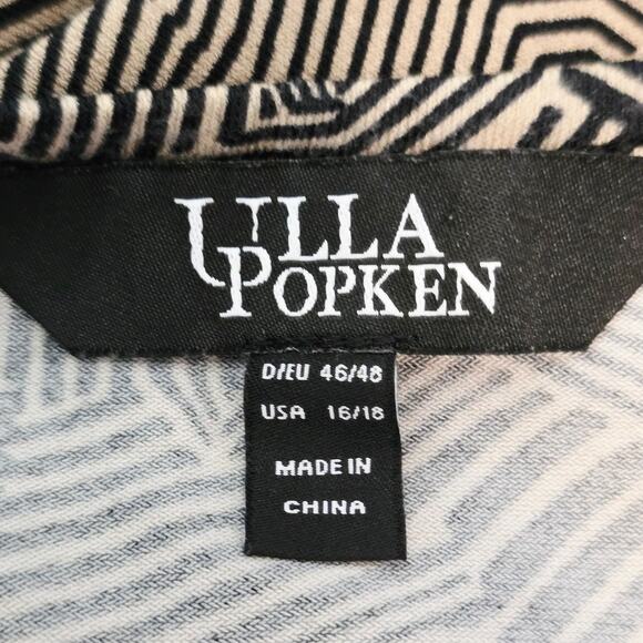 Ulla Popken Brown Black Geometric Pockets Long Line Tunic Mini Dress 16/18 - Picture 4 of 6